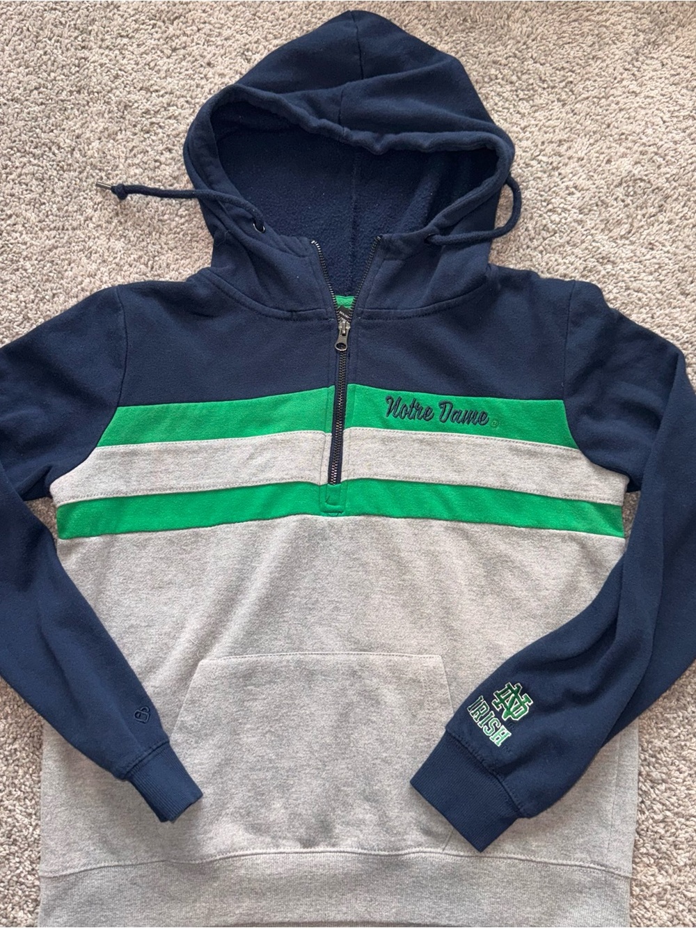 Notre Dame zip up sweat, sweatshirt, hoodie, jacket, medium